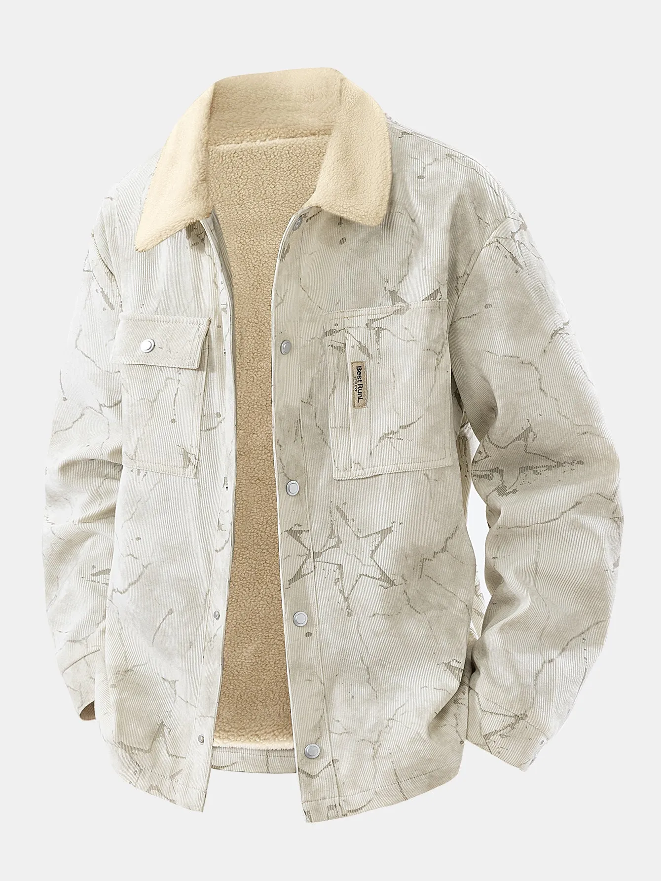 Teddy Lined Star Print Corduroy Jacket sold by Hoooyi product image thumbnail 3