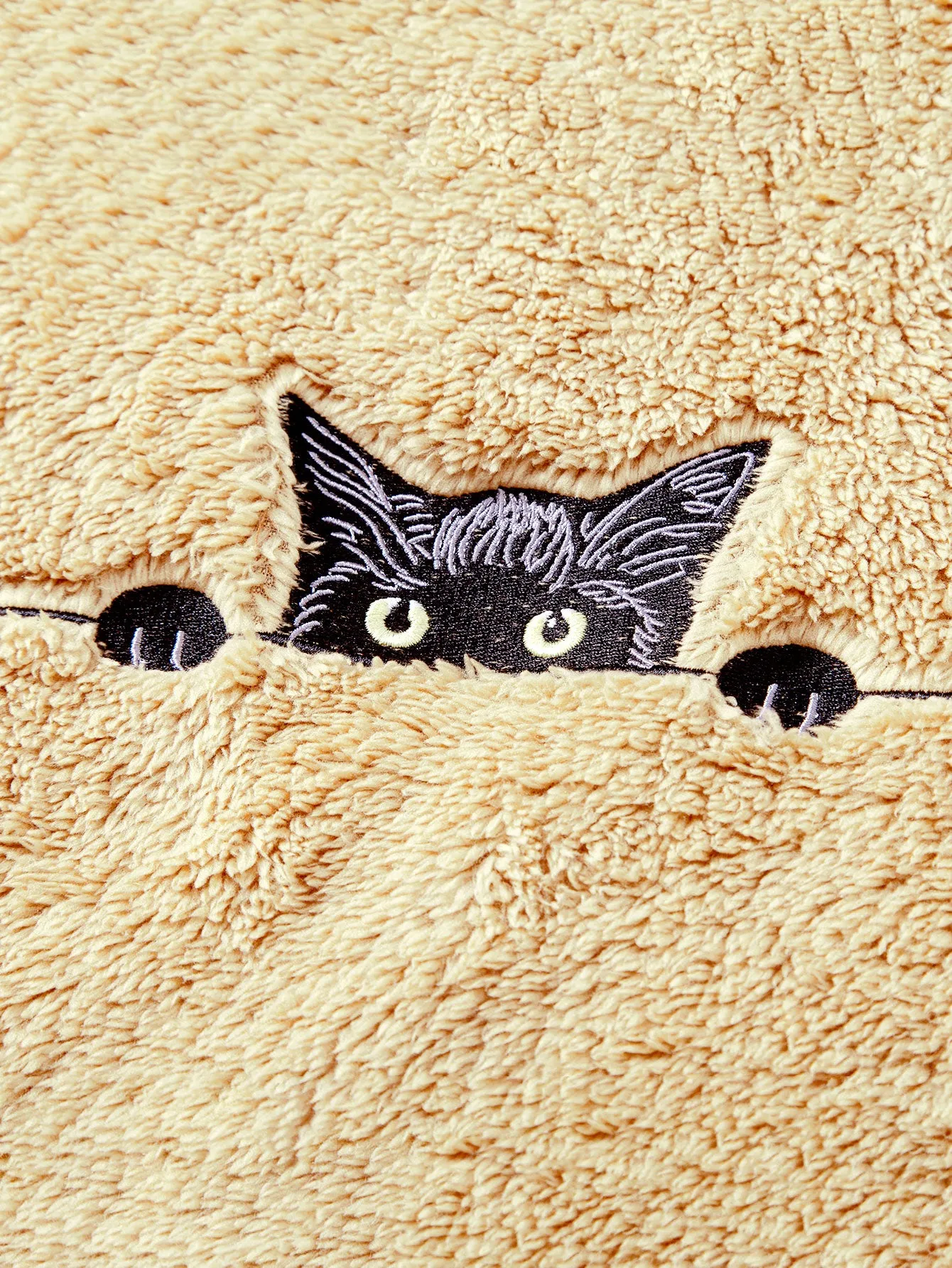 Black Cat Embroidered Teddy Hoodie sold by Hoooyi product image thumbnail 4