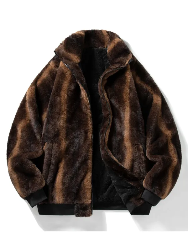 Faux Fur Zipper Jacket sold by Hoooyi