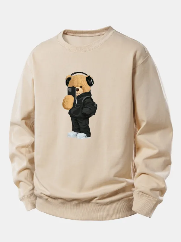 Fashion Bear Taking Photo Print Relax Fit Sweatshirt sold by Hoooyi