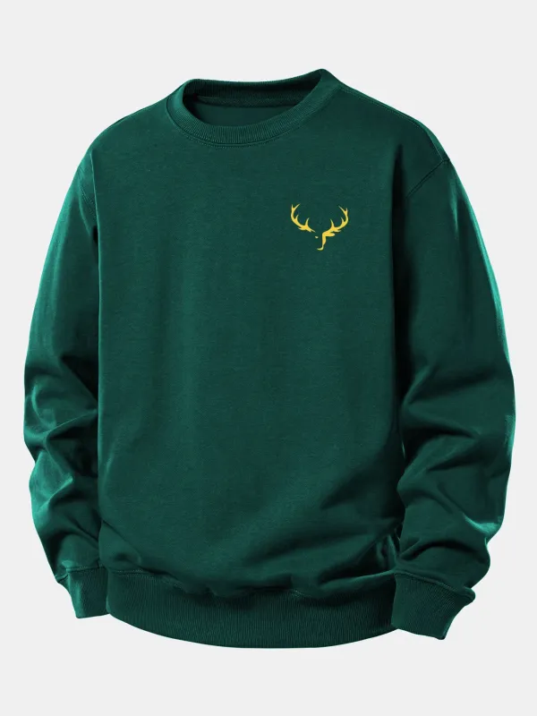 Reindeer Print Relax Fit Sweatshirt sold by Hoooyi