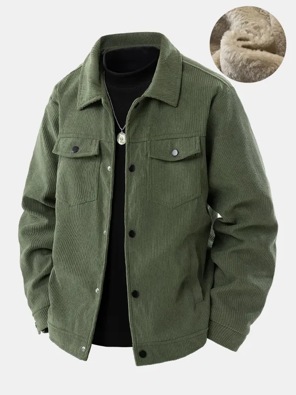 Teddy Lined Pocket Corduroy Jacket sold by Hoooyi
