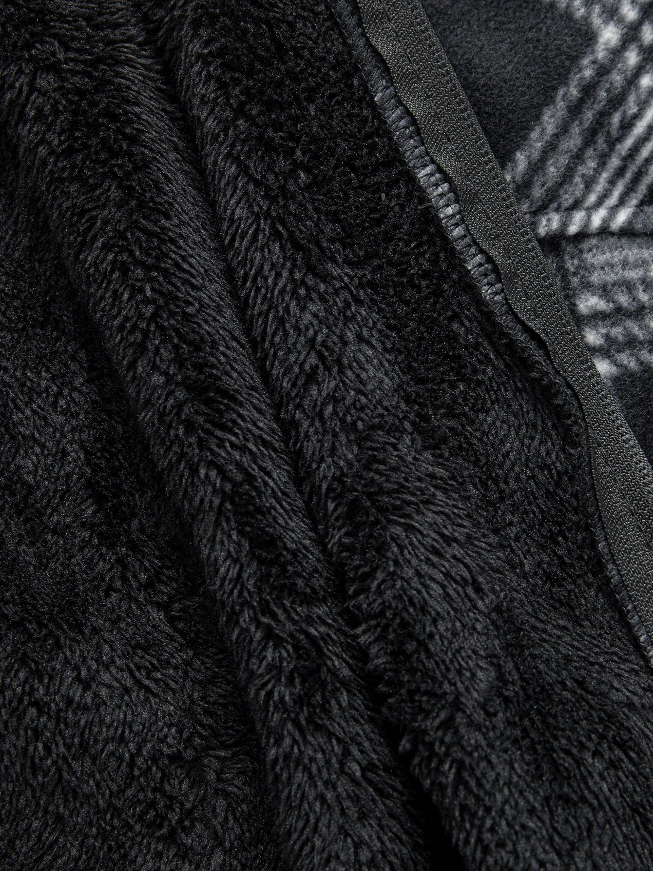 Teddy Lined Zip Up Flannel Plaid Hooded Shirt sold by Hoooyi product image thumbnail 4