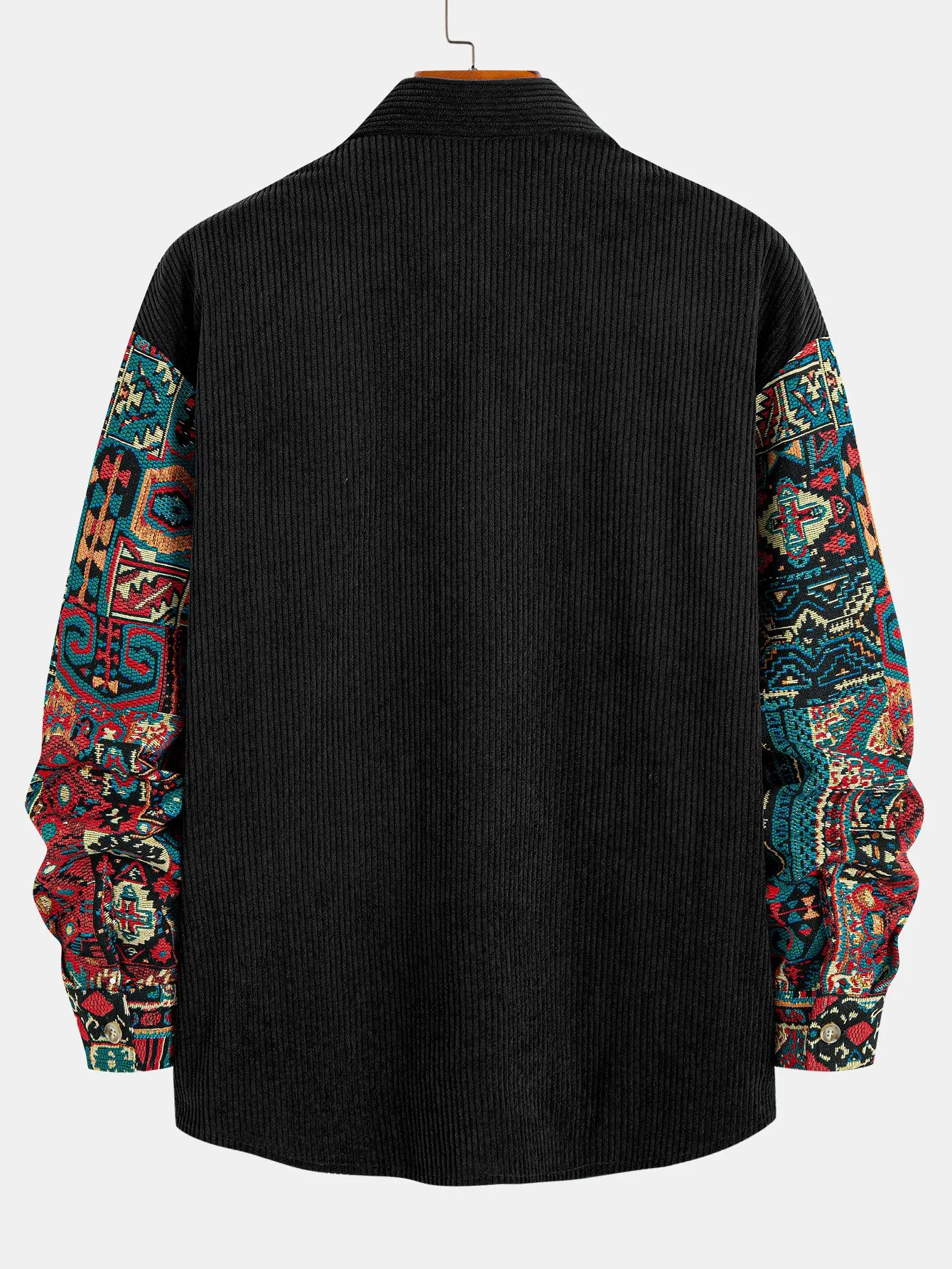 Ethnic Geometric Jacquard Patchwork Corduroy Shirt sold by Hoooyi product image thumbnail 4