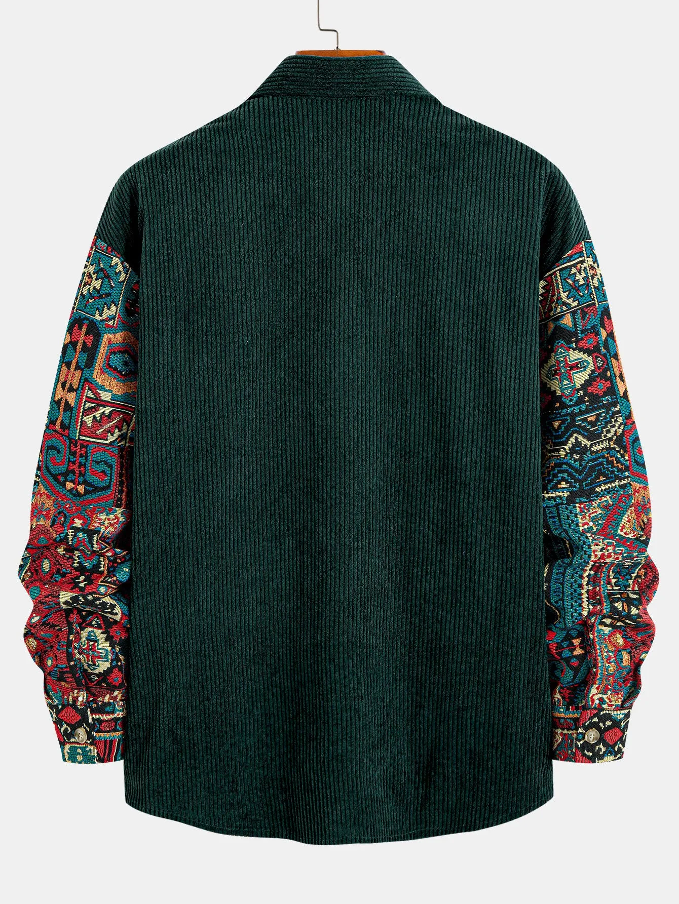 Ethnic Geometric Jacquard Patchwork Corduroy Shirt sold by Hoooyi product image thumbnail 2