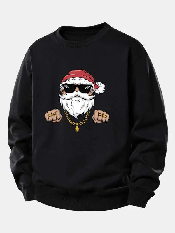 Hip Hop Santa Claus Print Relax Fit Sweatshirt sold by Hoooyi