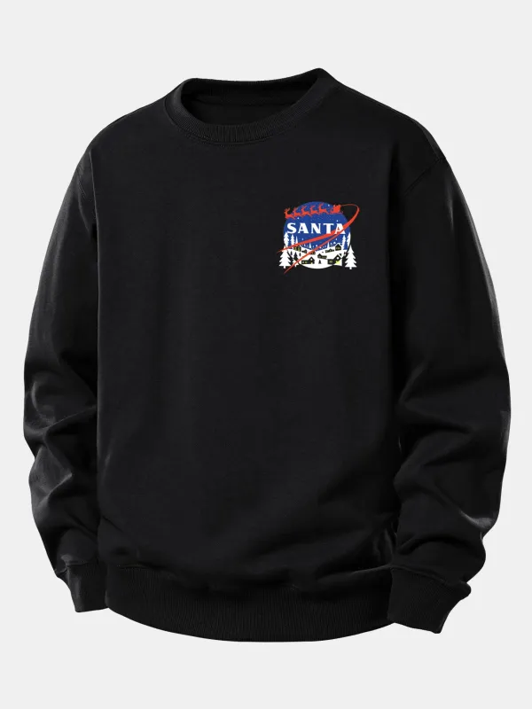 Christmas Santa Claus Print Relax Fit Sweatshirt sold by Hoooyi