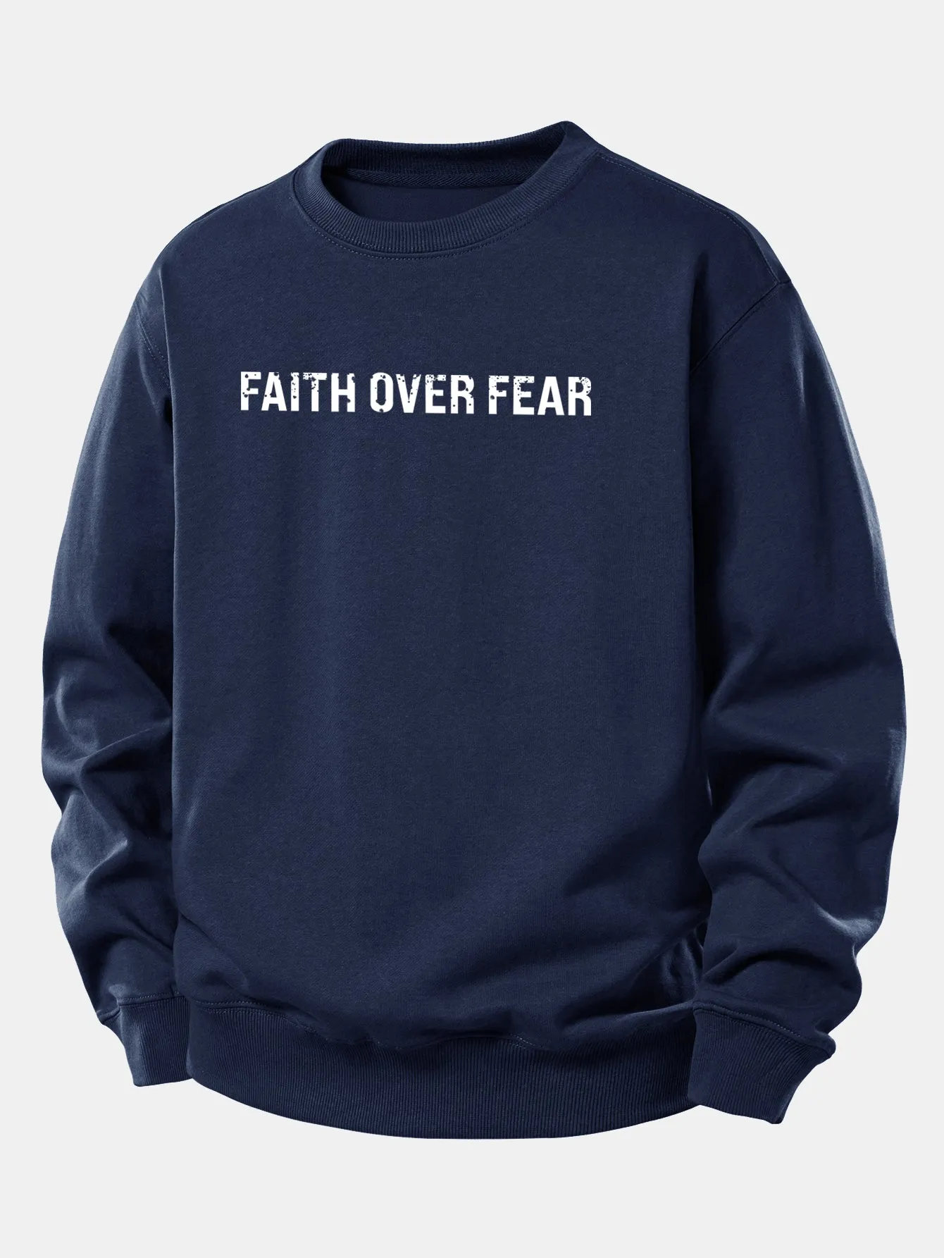 Faith Over Fear American Flag Print Relax Fit Sweatshirt sold by Hoooyi product image thumbnail 2