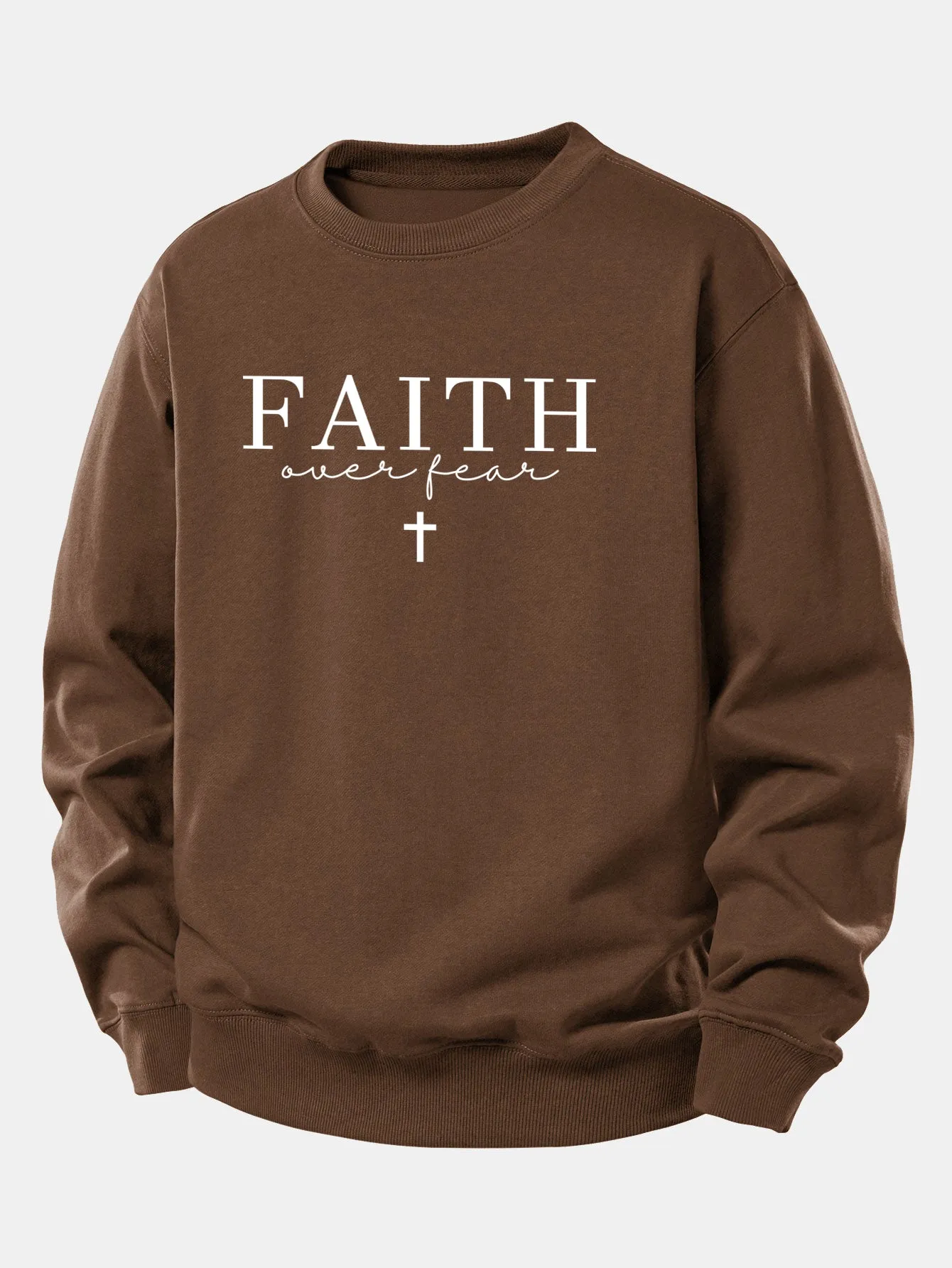 Faith Over Fear Print Relax Fit Sweatshirt sold by Hoooyi product image thumbnail 2