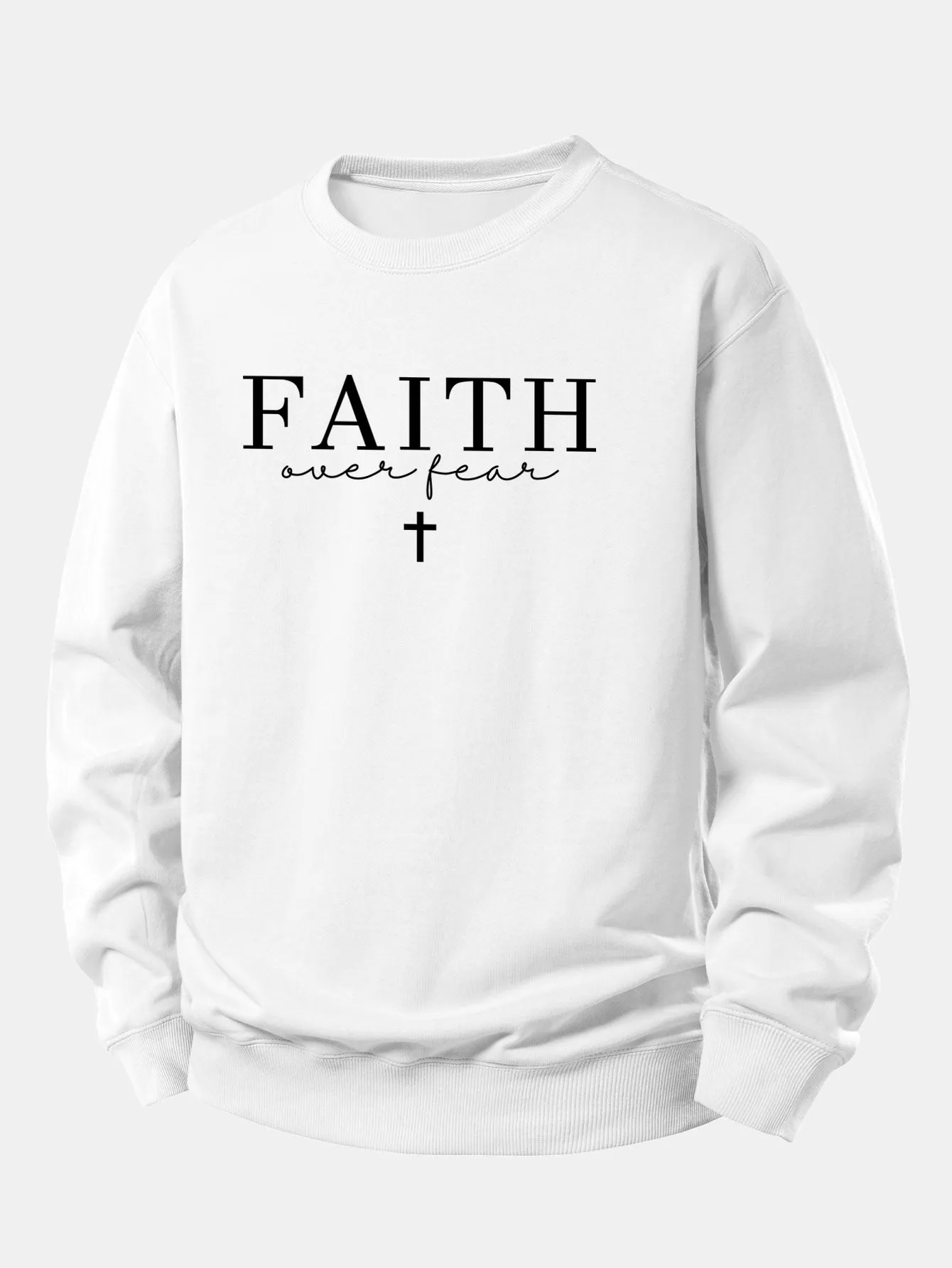 Faith Over Fear Print Relax Fit Sweatshirt sold by Hoooyi product image thumbnail 4