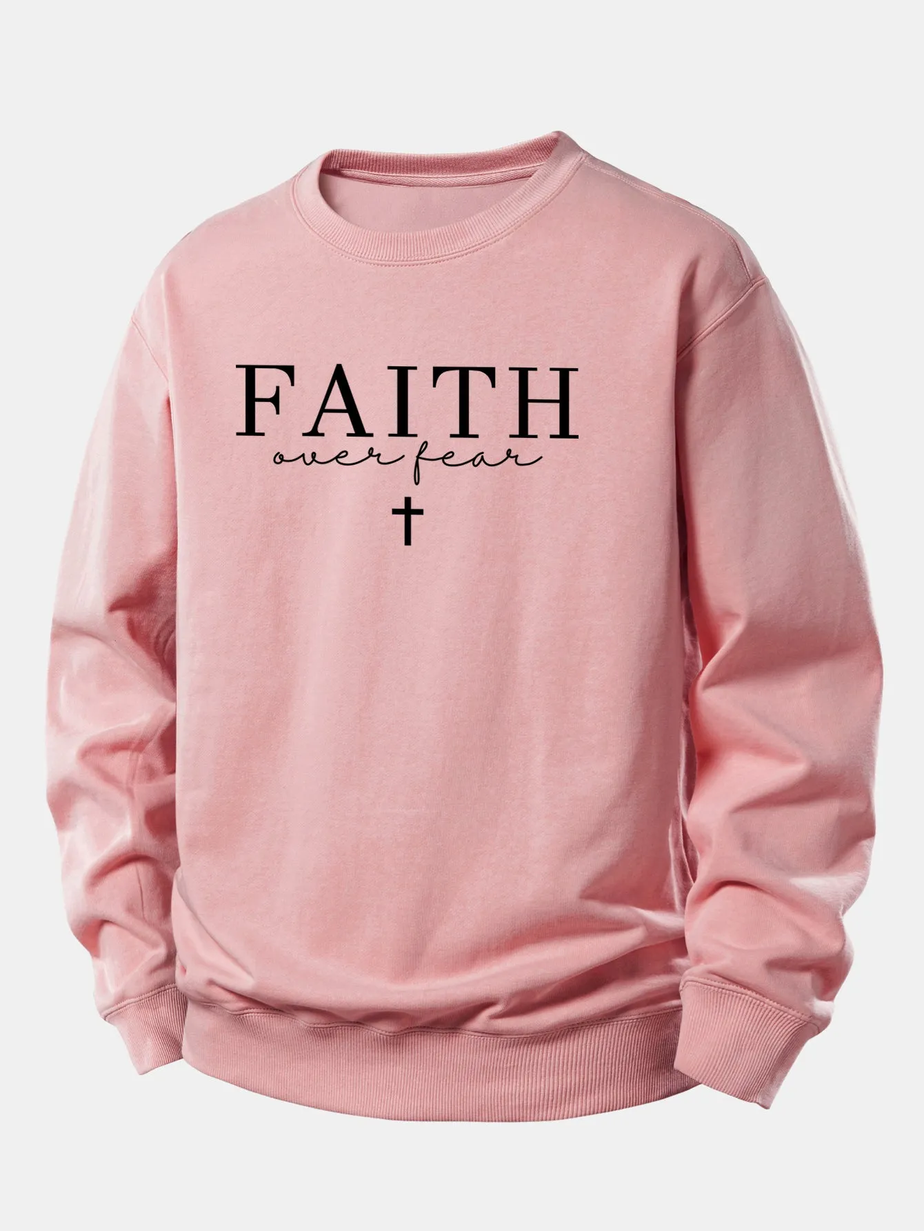 Faith Over Fear Print Relax Fit Sweatshirt sold by Hoooyi product image thumbnail 5