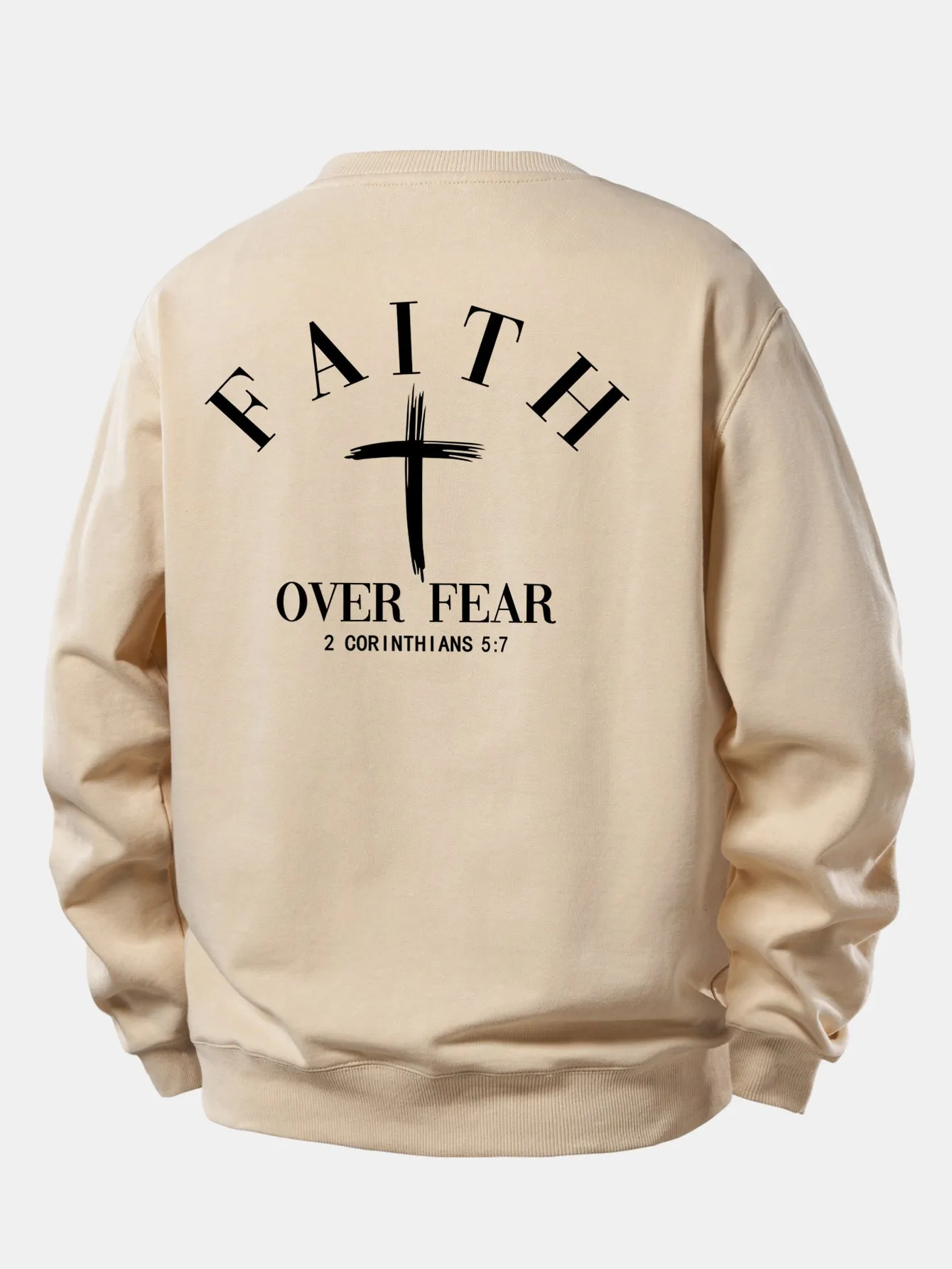 Faith Over Fear Cross Print Relax Fit Sweatshirt sold by Hoooyi product image thumbnail 5