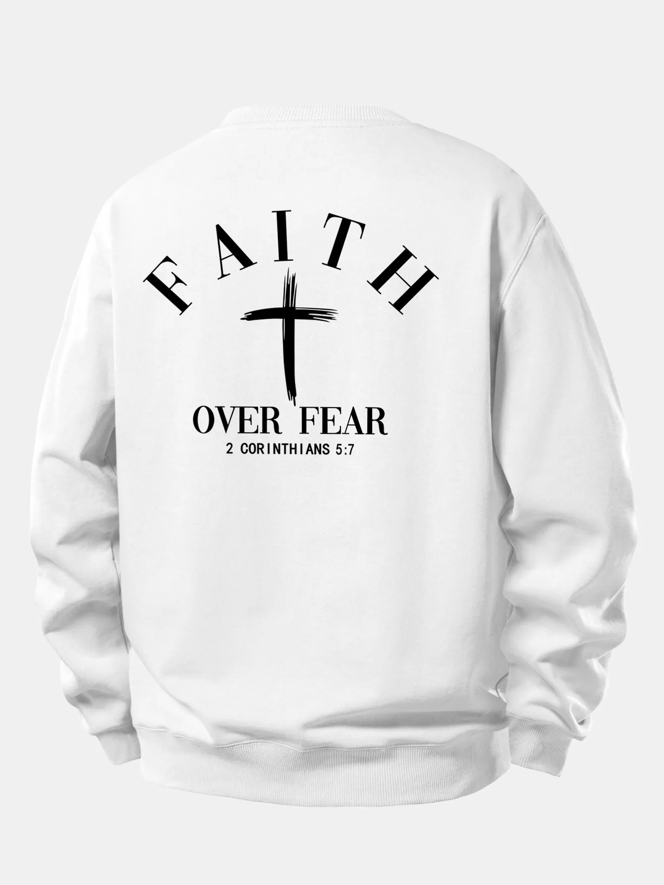 Faith Over Fear Cross Print Relax Fit Sweatshirt sold by Hoooyi product image thumbnail 3