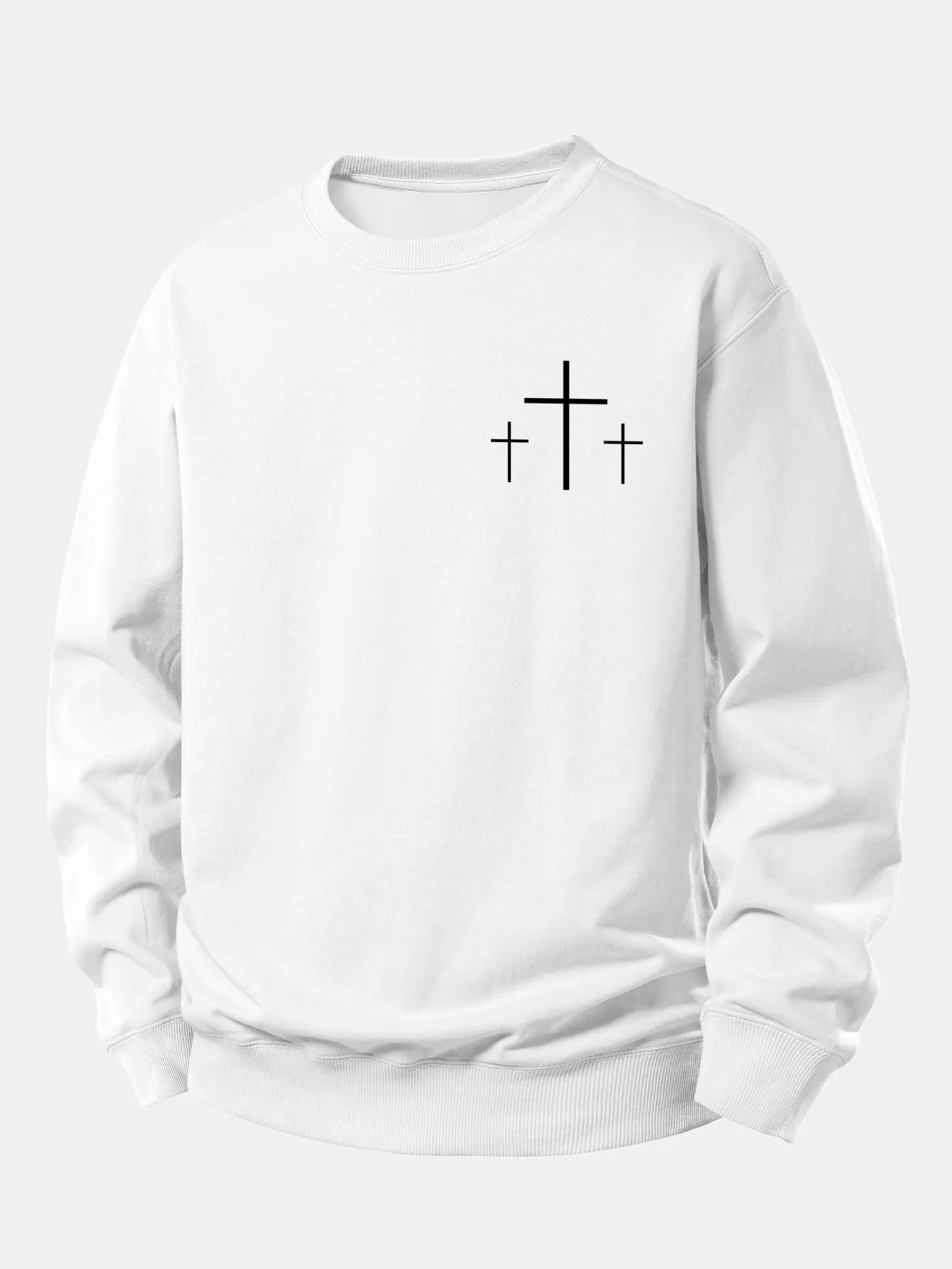 Faith Over Fear Cross Print Relax Fit Sweatshirt sold by Hoooyi product image thumbnail 4