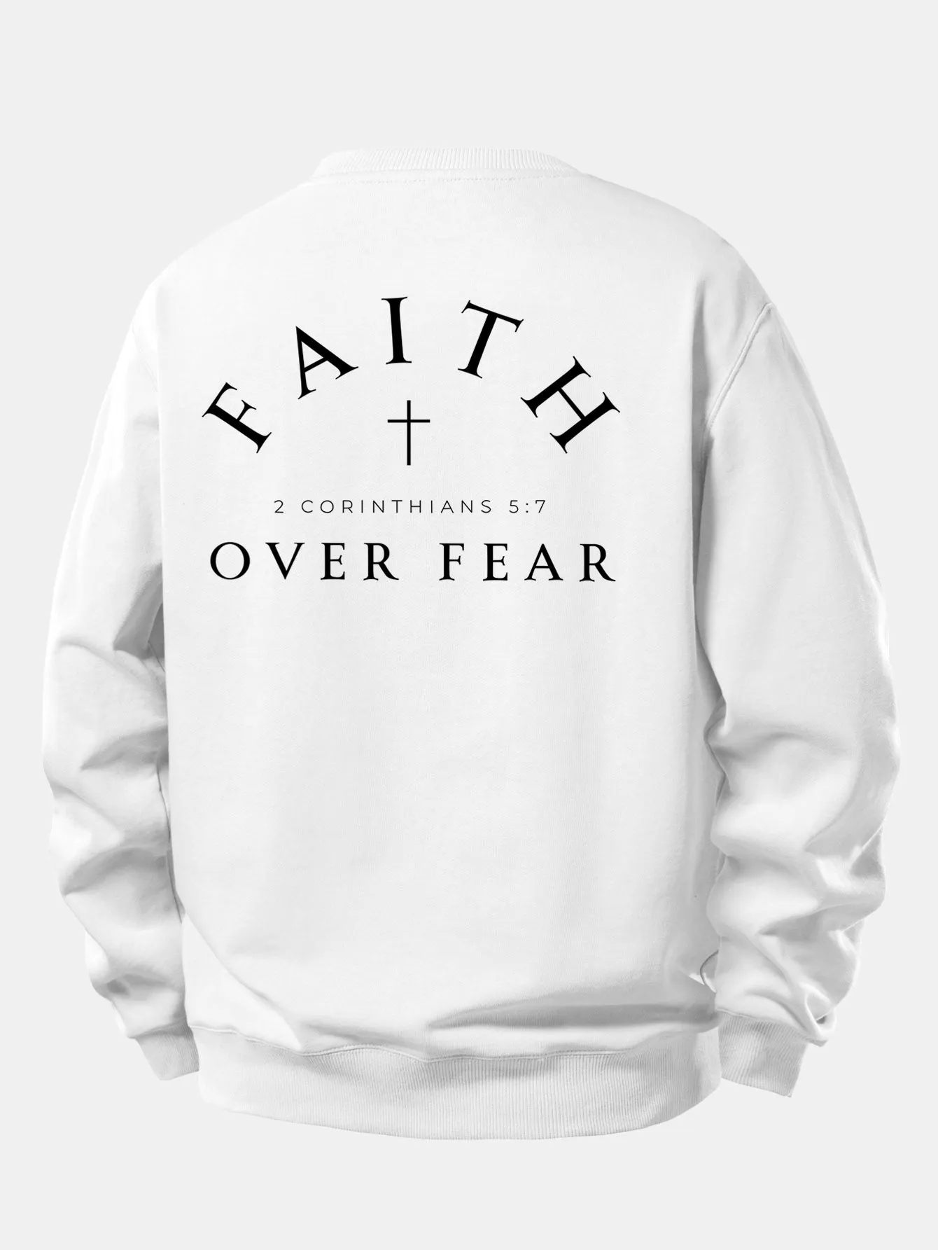 Faith Over Fear Cross Print Relax Fit Sweatshirt sold by Hoooyi product image thumbnail 3
