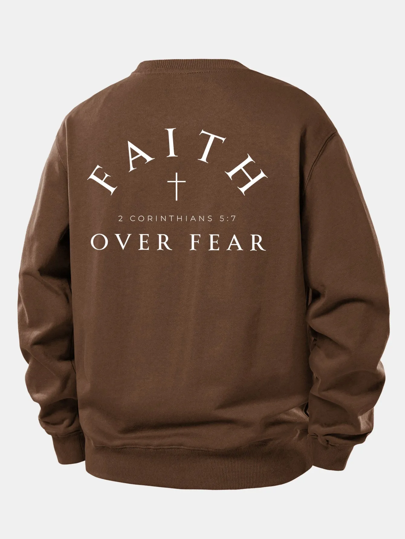 Faith Over Fear Cross Print Relax Fit Sweatshirt sold by Hoooyi product image thumbnail 5