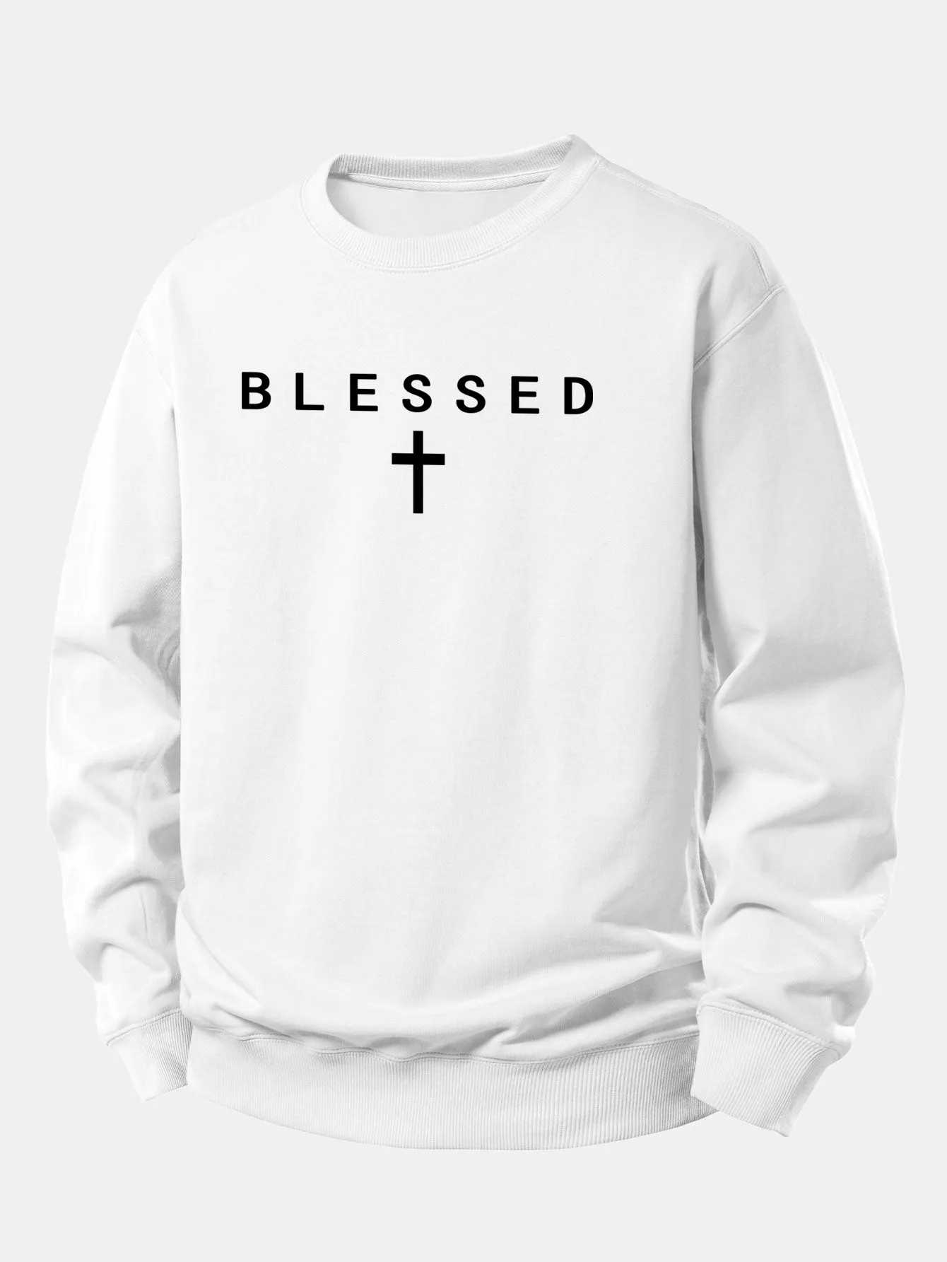 Blessed Cross Print Relax Fit Sweatshirt sold by Hoooyi product image thumbnail 2