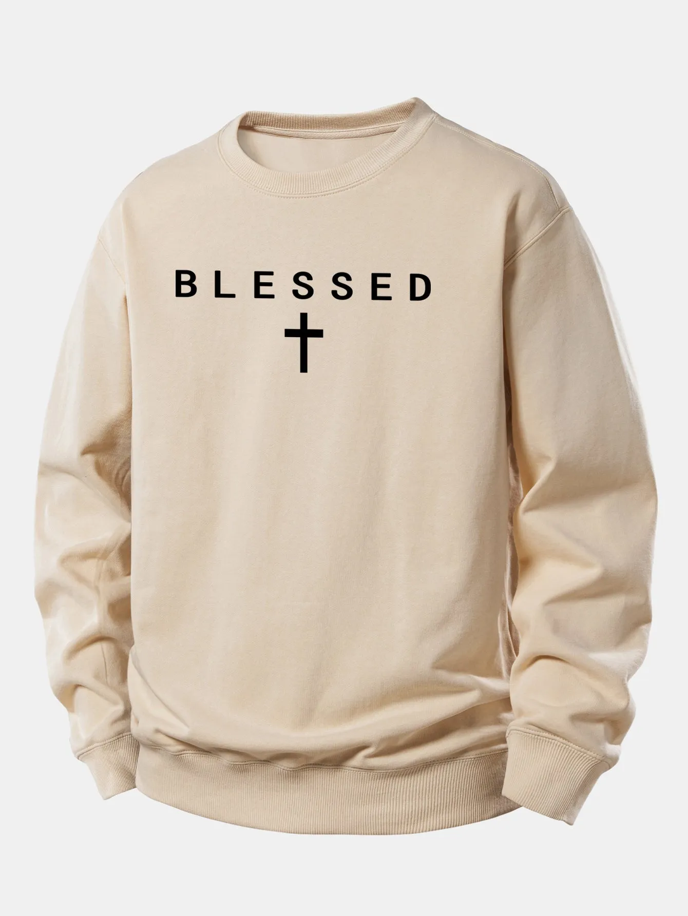 Blessed Cross Print Relax Fit Sweatshirt sold by Hoooyi product image thumbnail 5
