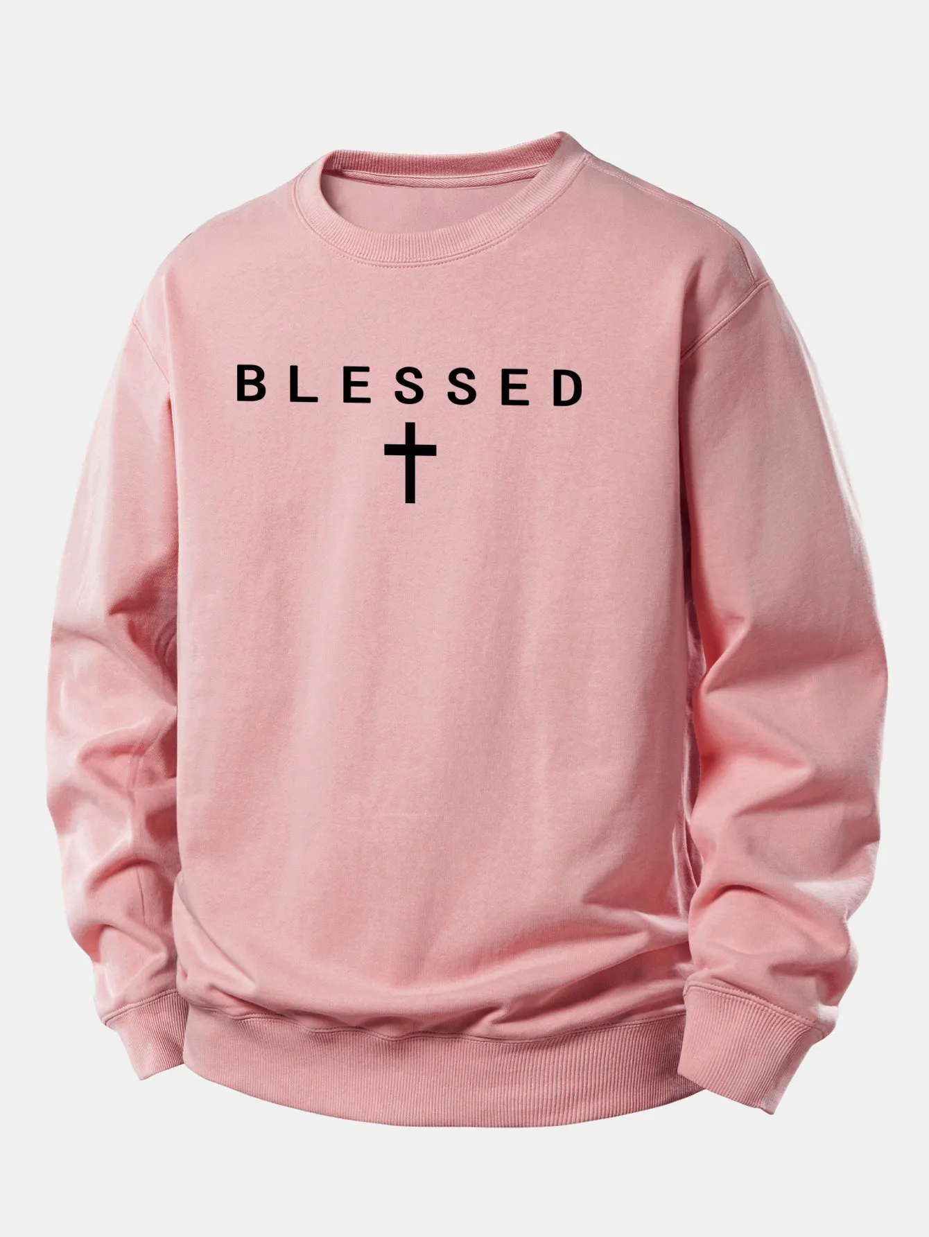 Blessed Cross Print Relax Fit Sweatshirt sold by Hoooyi product image thumbnail 4
