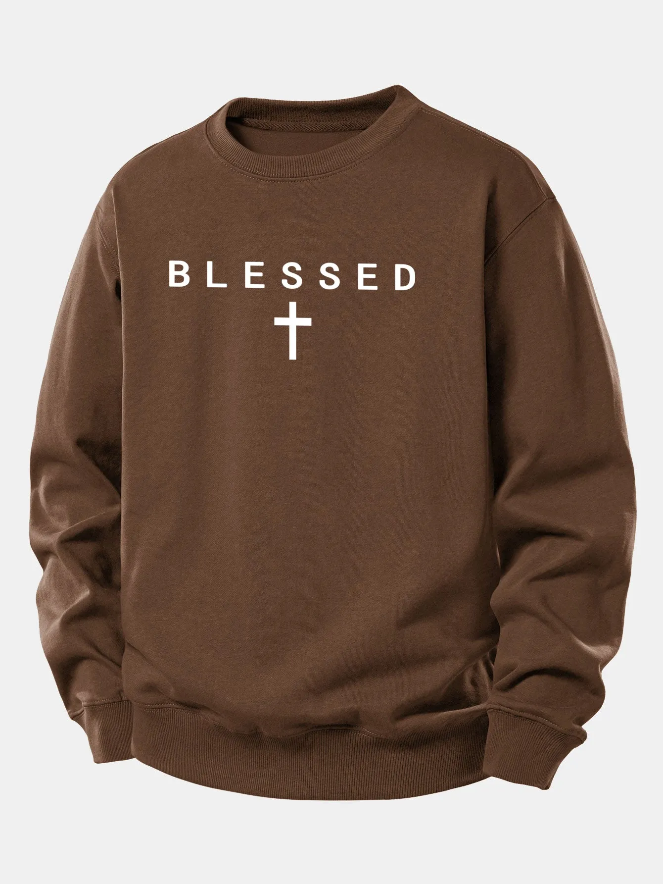 Blessed Cross Print Relax Fit Sweatshirt sold by Hoooyi product image thumbnail 3