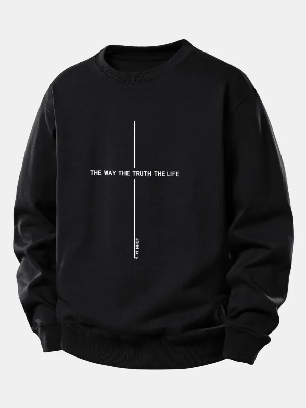 Faith Print Relax Fit Sweatshirt sold by Hoooyi