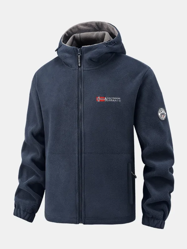 Polar Fleece Zipper Pocket Hooded Coat sold by Hoooyi