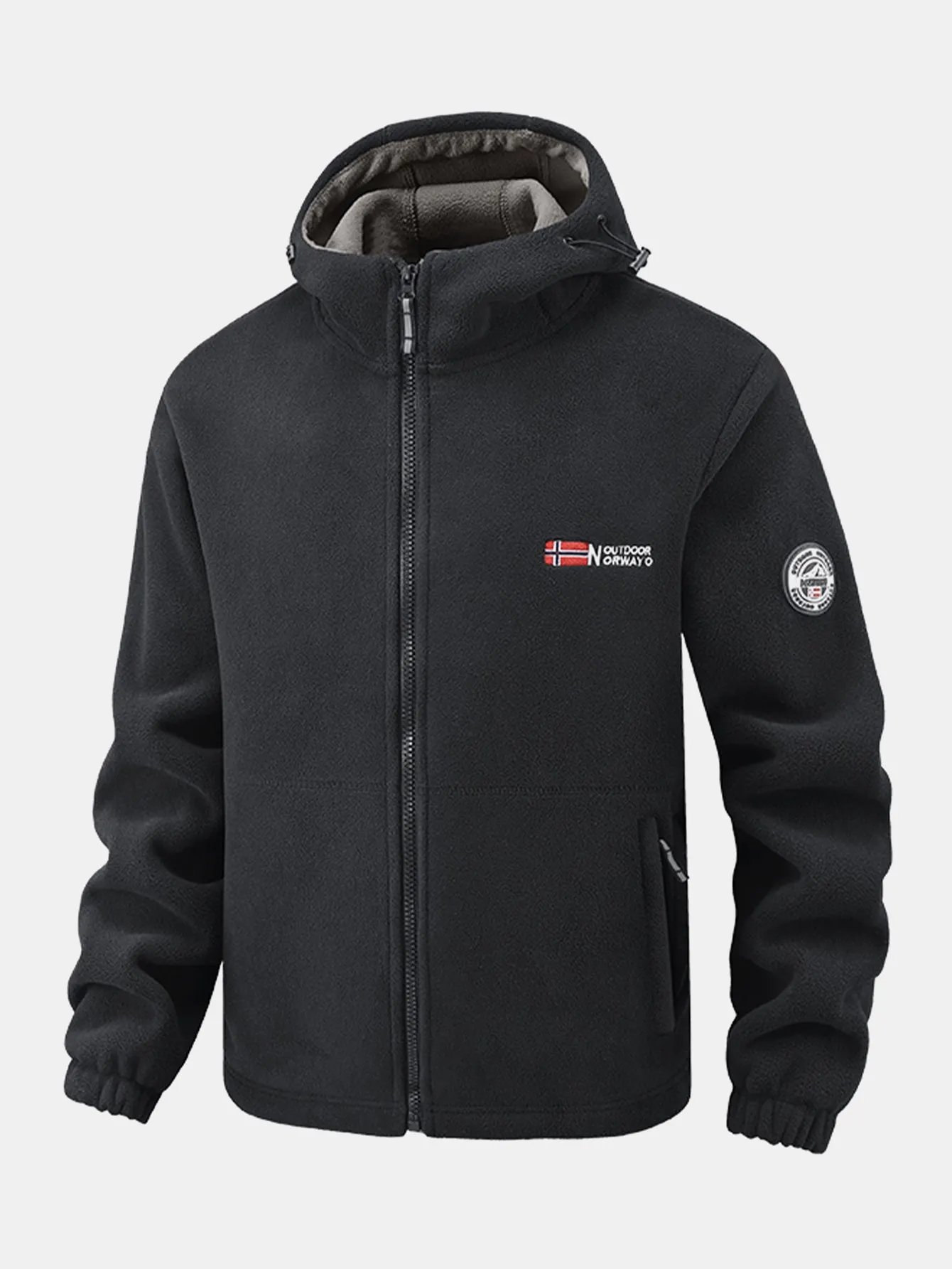 Polar Fleece Zipper Pocket Hooded Coat sold by Hoooyi product image thumbnail 4