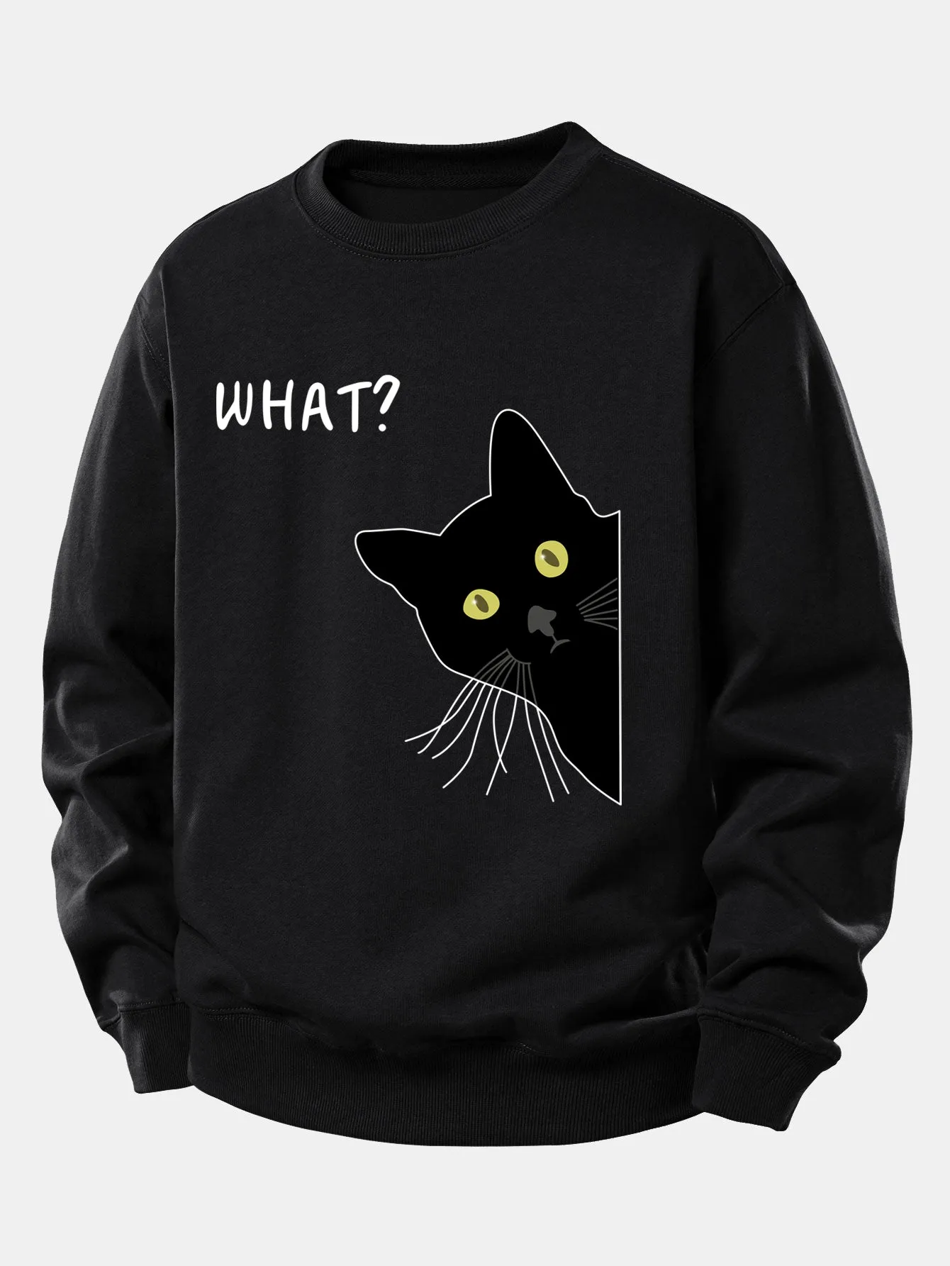 What Black Cat Print Relax Fit Sweatshirt sold by Hoooyi product image thumbnail 3