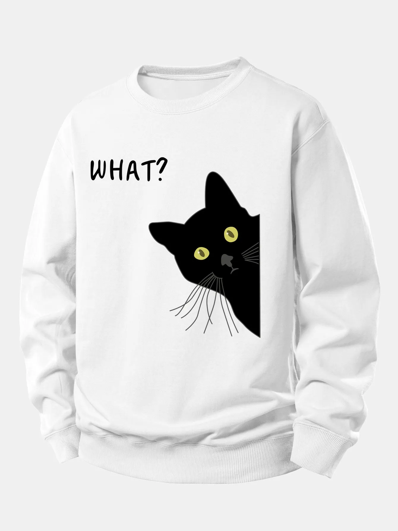 What Black Cat Print Relax Fit Sweatshirt sold by Hoooyi product image thumbnail 2
