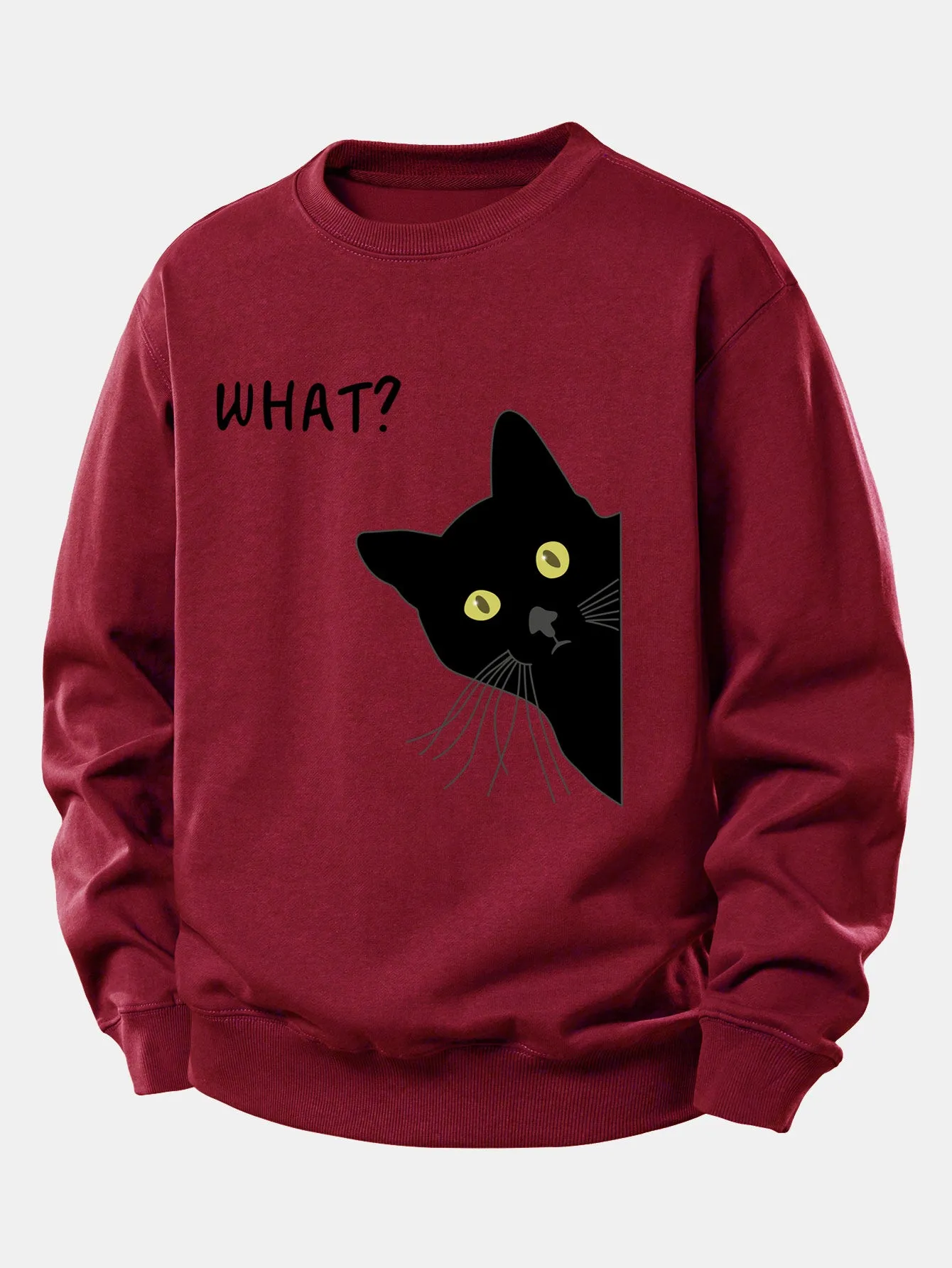 What Black Cat Print Relax Fit Sweatshirt sold by Hoooyi product image thumbnail 4