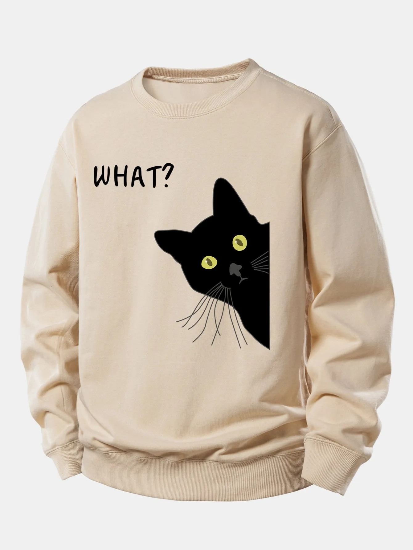What Black Cat Print Relax Fit Sweatshirt sold by Hoooyi