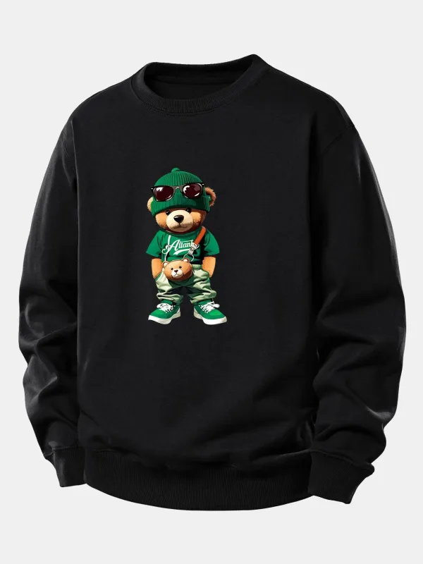 Cool Bear Print Relax Fit Sweatshirt sold by Hoooyi