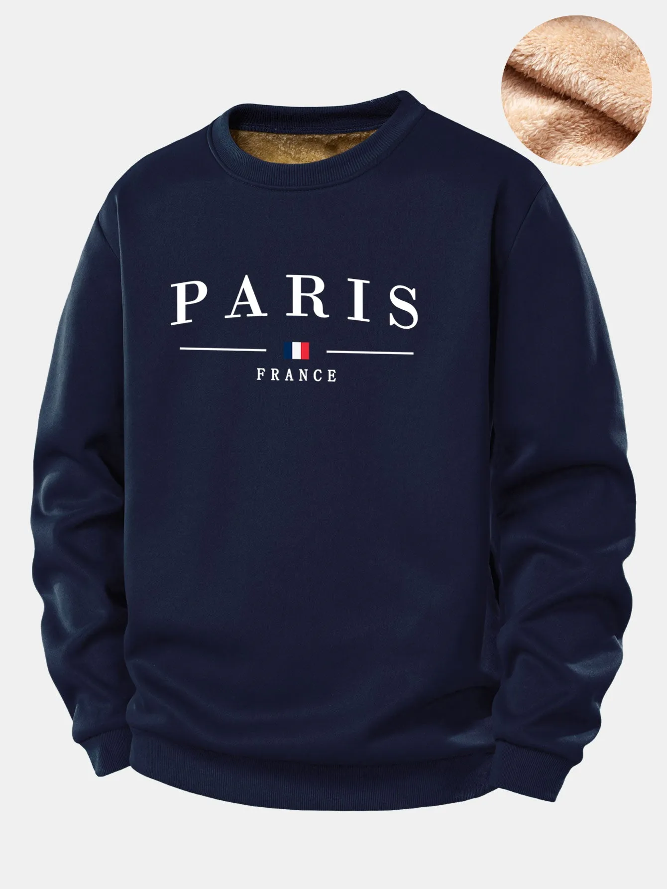 Paris Print Teddy Fleece Lined Sweatshirt sold by Hoooyi product image thumbnail 3