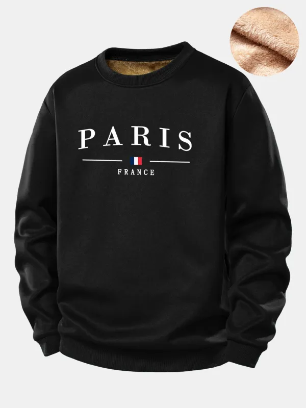Paris Print Teddy Fleece Lined Sweatshirt sold by Hoooyi