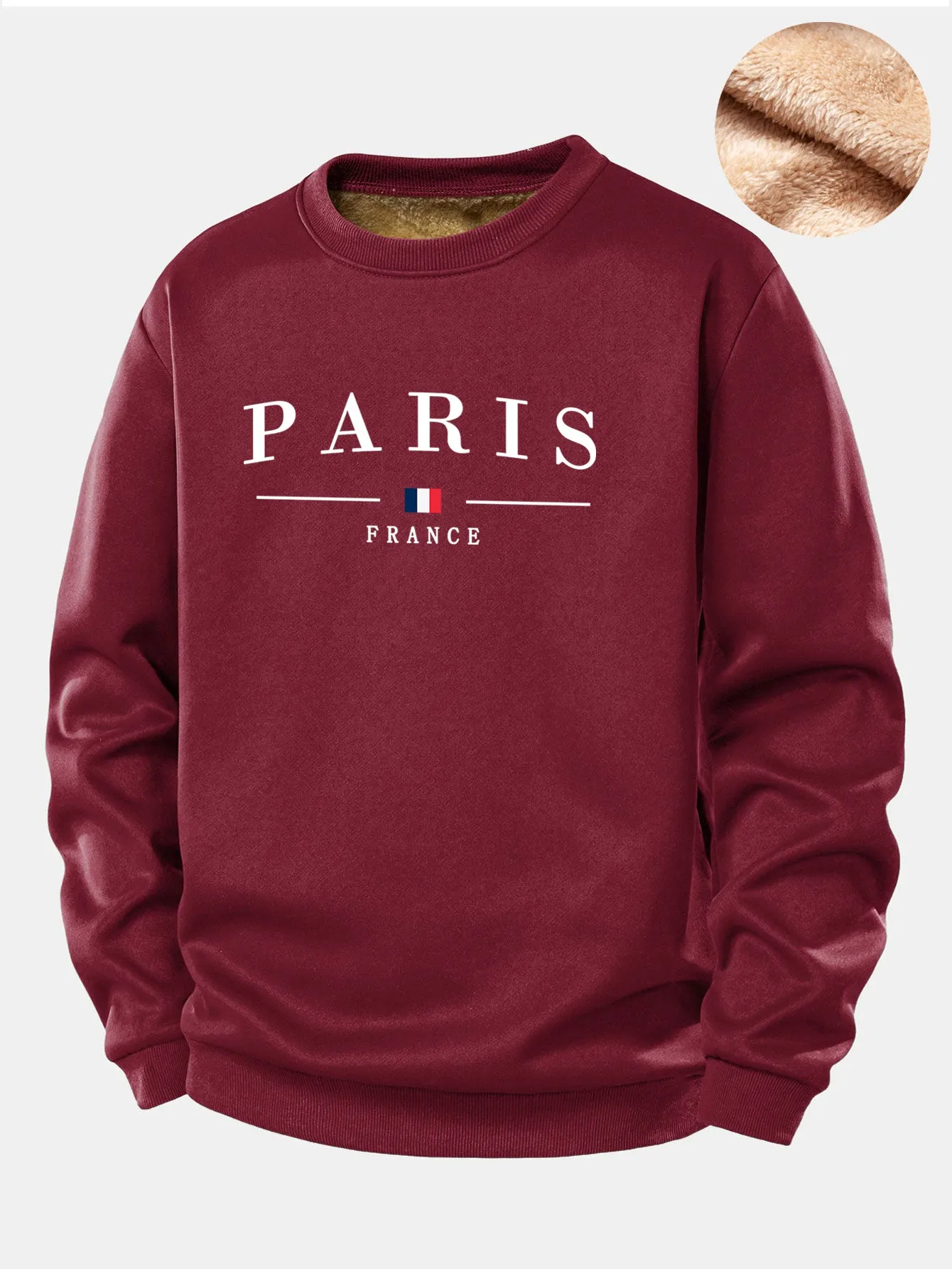Paris Print Teddy Fleece Lined Sweatshirt sold by Hoooyi product image thumbnail 4