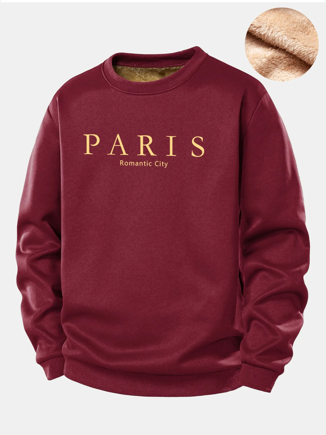 Paris Print Teddy Fleece Lined Sweatshirt sold by Hoooyi product image thumbnail 5