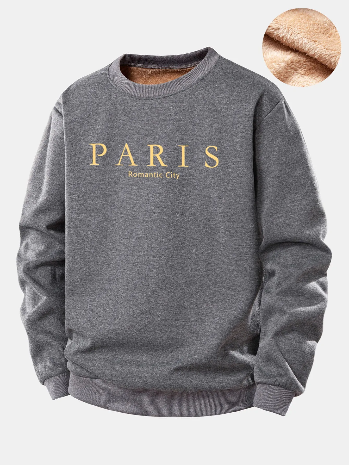 Paris Print Teddy Fleece Lined Sweatshirt sold by Hoooyi product image thumbnail 4