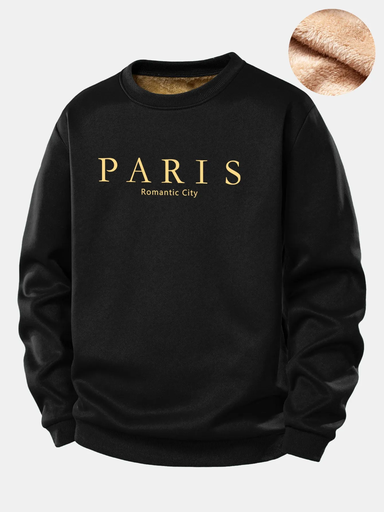 Paris Print Teddy Fleece Lined Sweatshirt sold by Hoooyi product image thumbnail 3