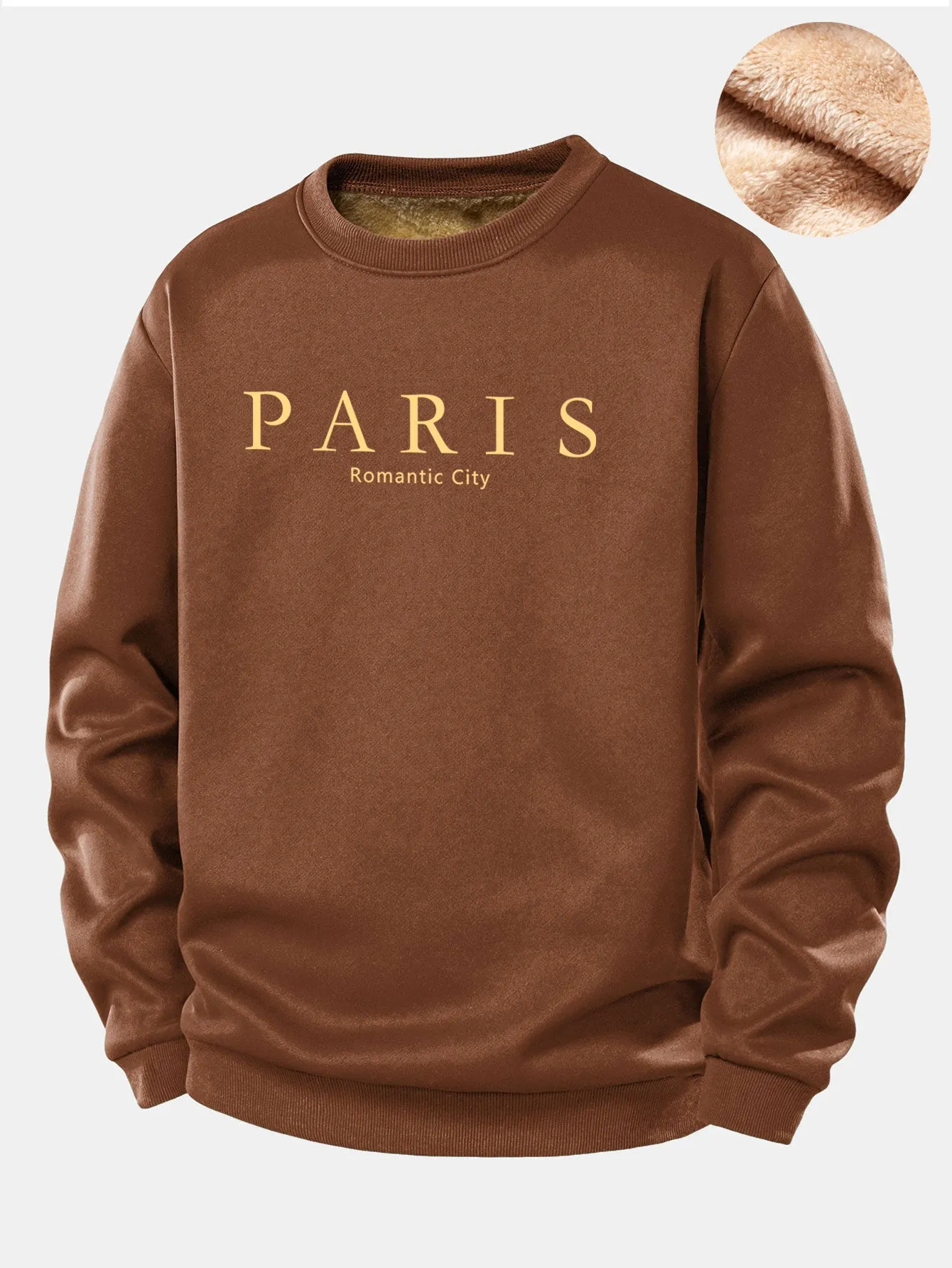 Paris Print Teddy Fleece Lined Sweatshirt sold by Hoooyi product image thumbnail 2