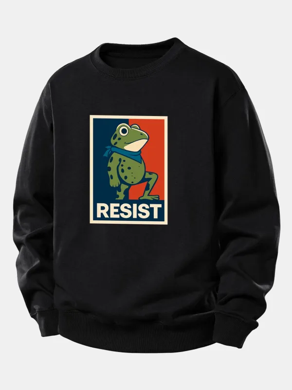 Resist Portland Frog Print Relax Fit Sweatshirt sold by Hoooyi
