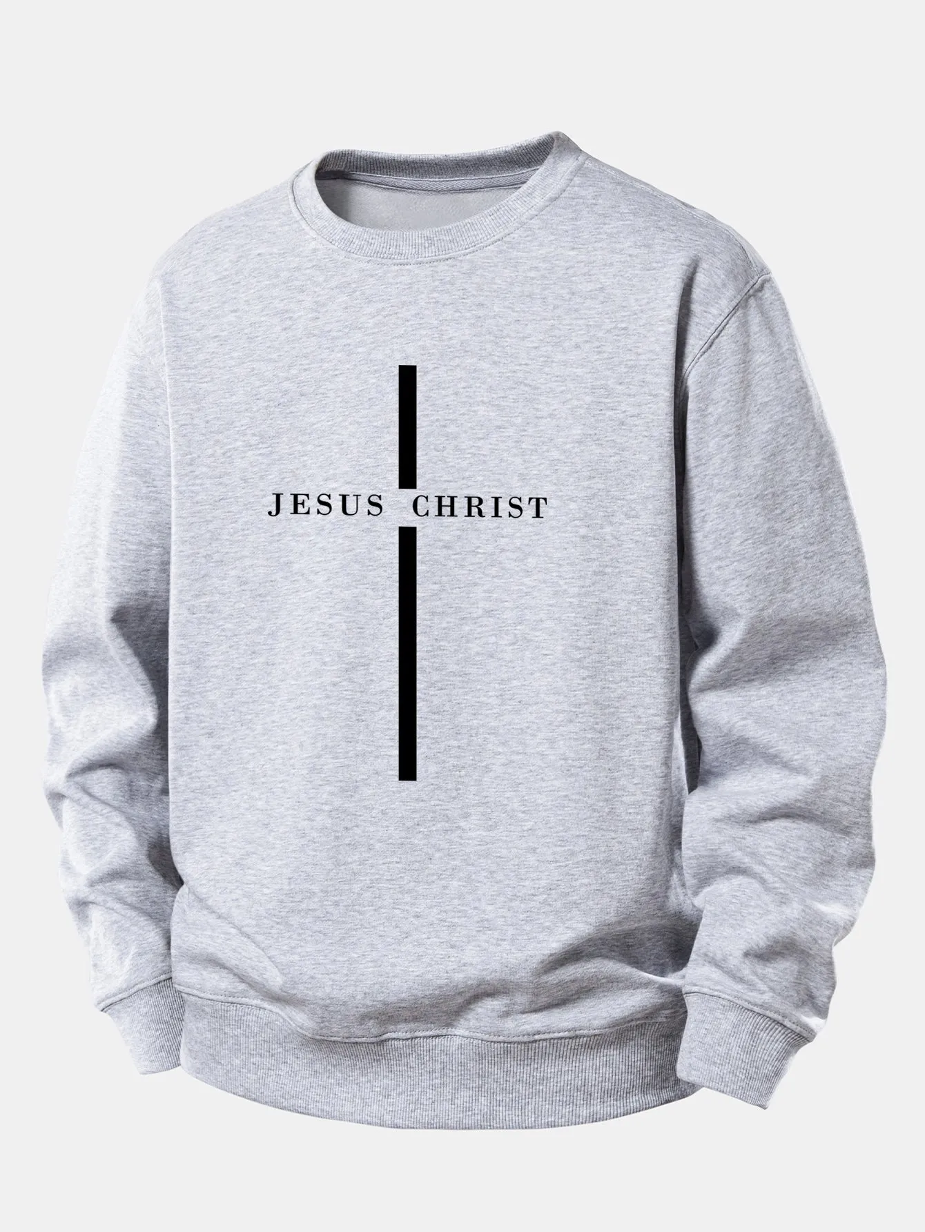 Jesus Christ Stripe Print Relax Fit Sweatshirt sold by Hoooyi product image thumbnail 4