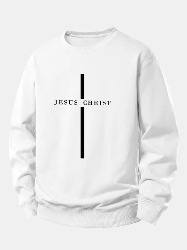 Jesus Christ Stripe Print Relax Fit Sweatshirt sold by Hoooyi