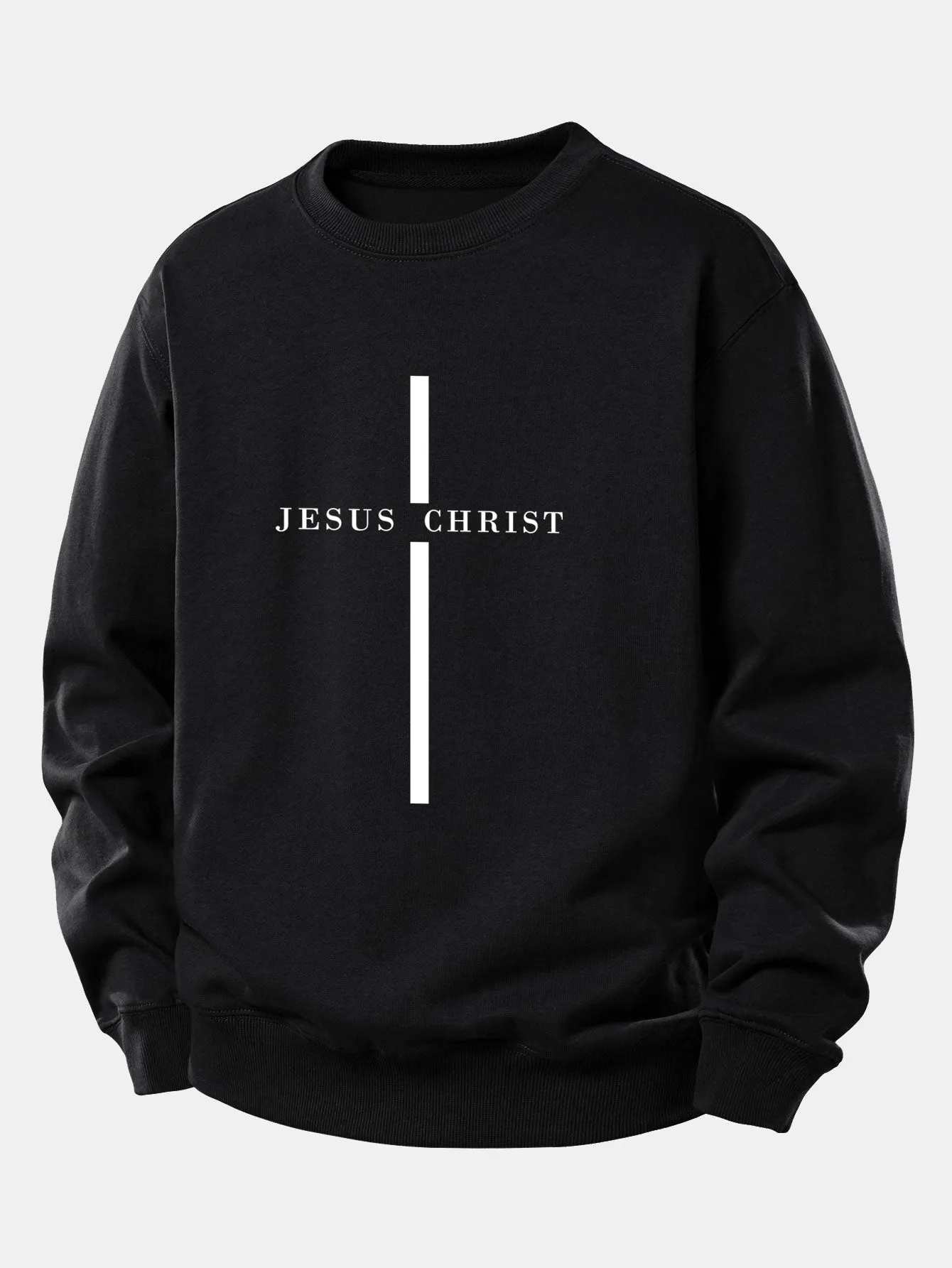 Jesus Christ Stripe Print Relax Fit Sweatshirt sold by Hoooyi product image thumbnail 5