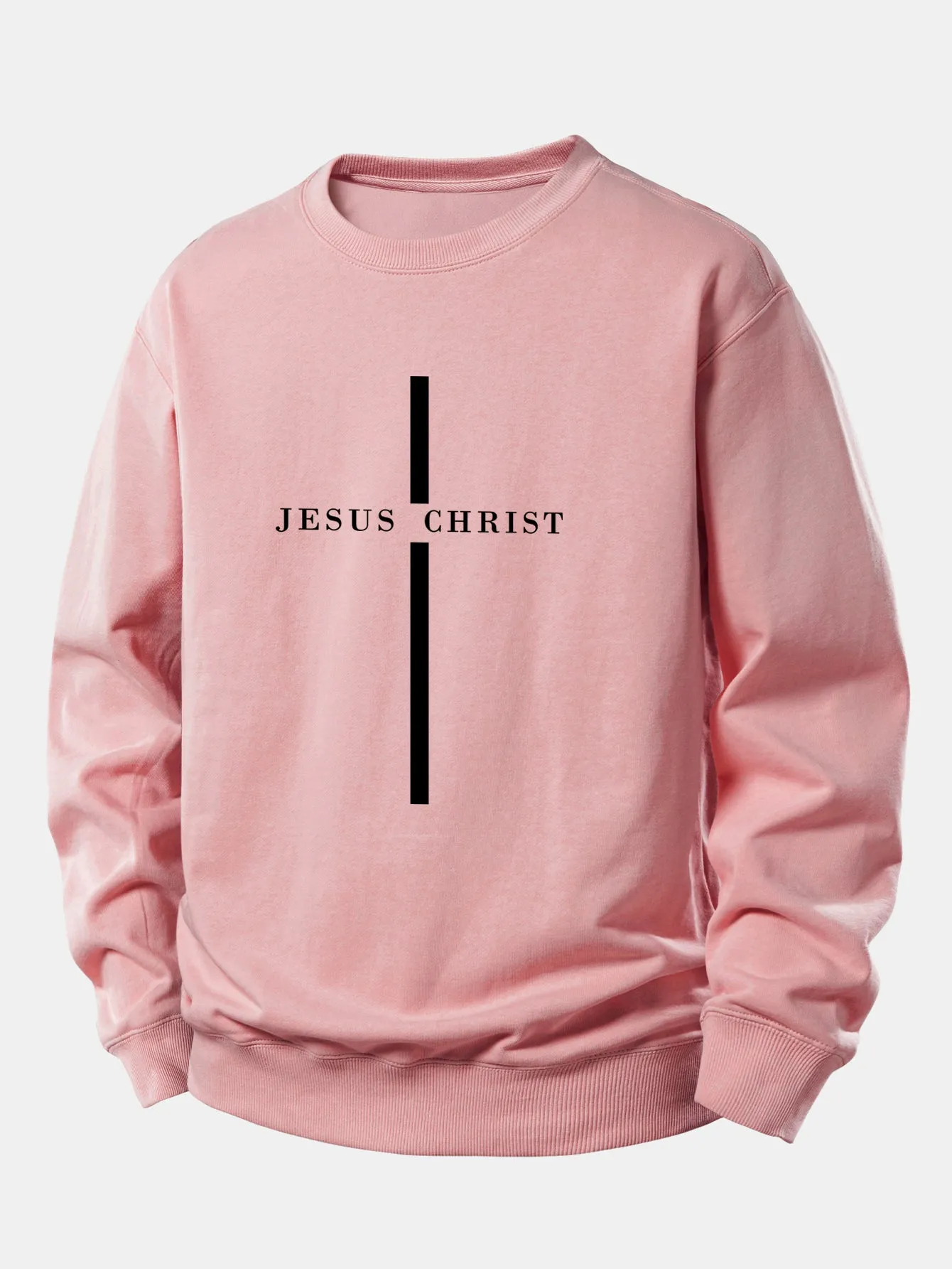 Jesus Christ Stripe Print Relax Fit Sweatshirt sold by Hoooyi product image thumbnail 2