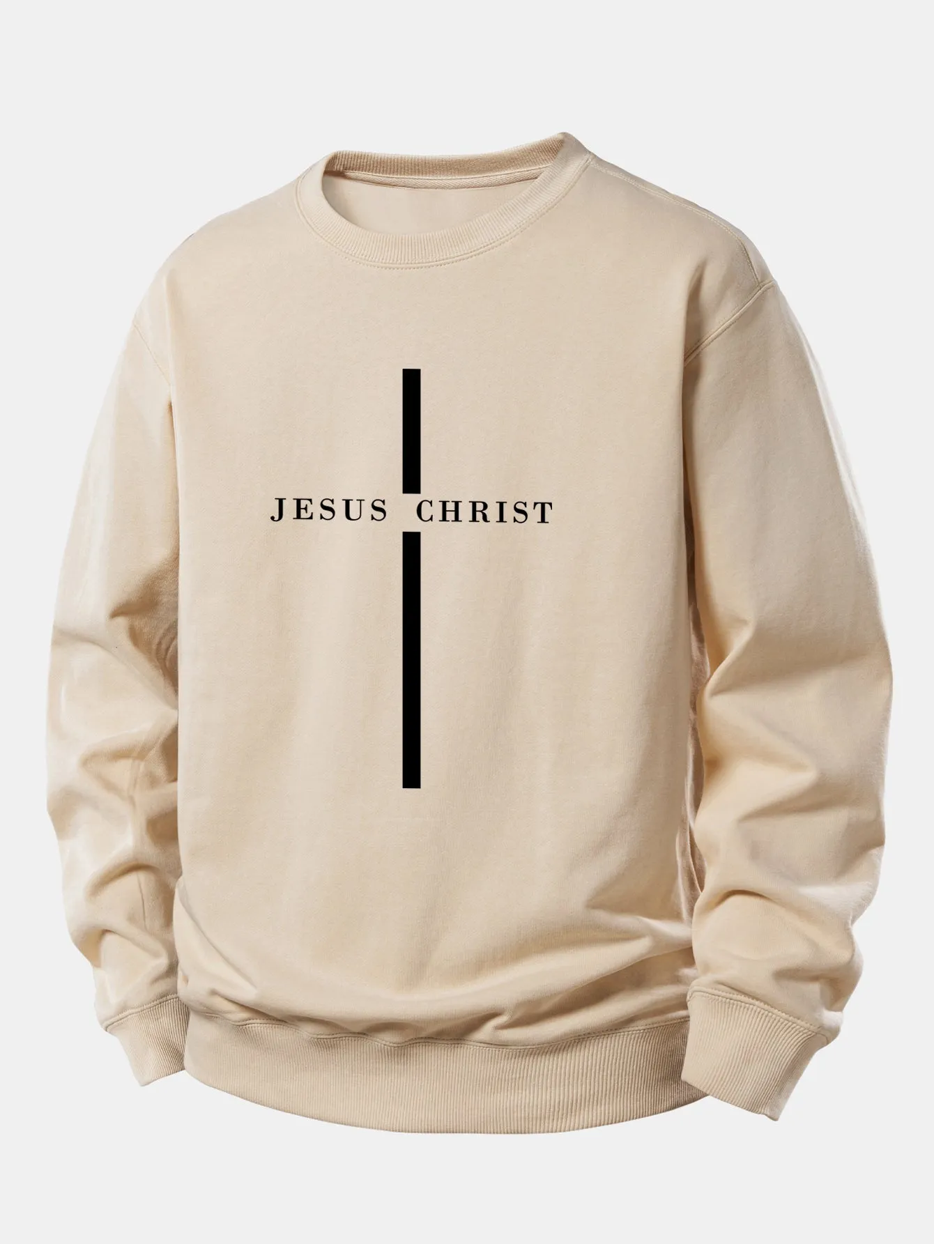Jesus Christ Stripe Print Relax Fit Sweatshirt sold by Hoooyi product image thumbnail 3