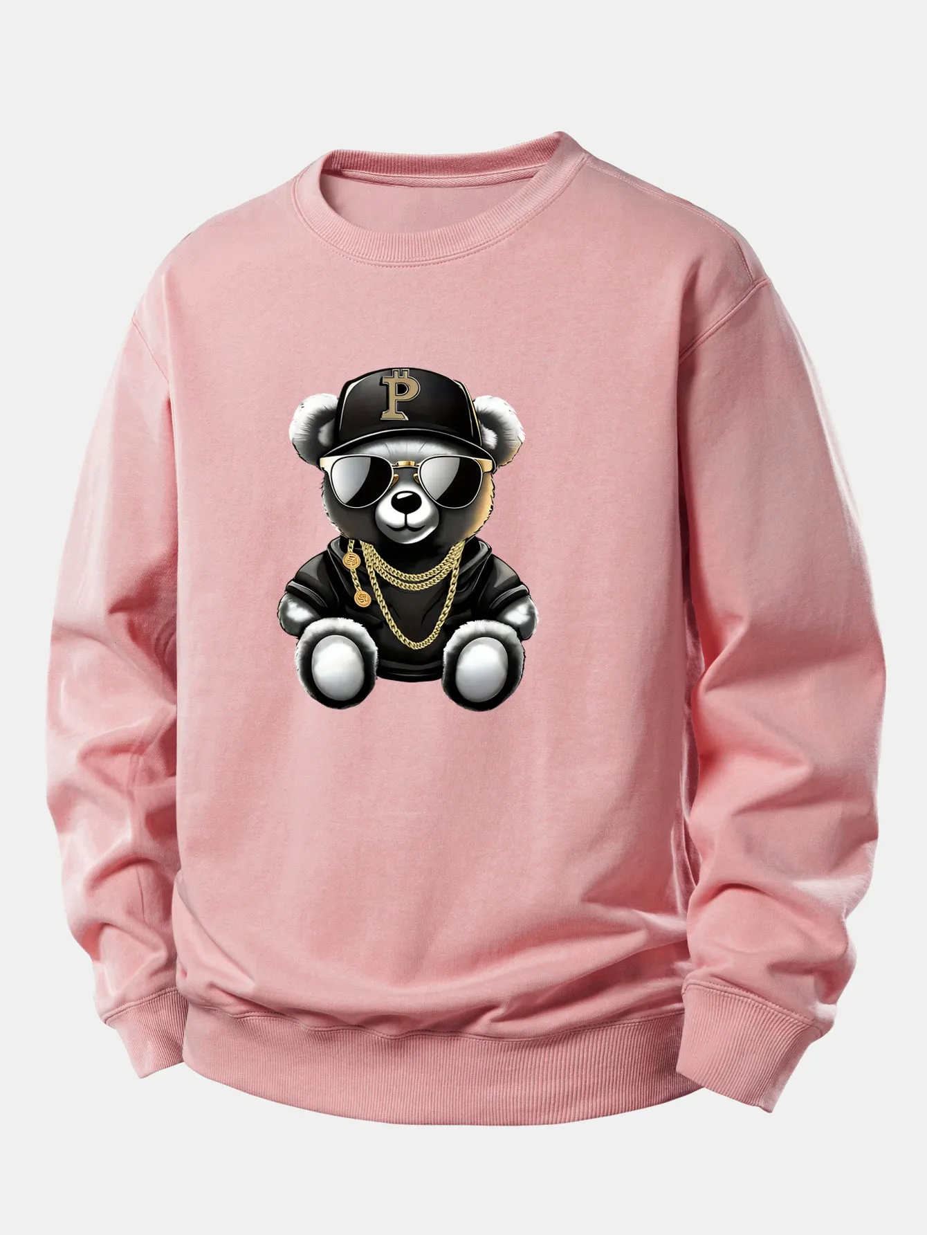 Hip Hop Bear Print Relax Fit Sweatshirt sold by Hoooyi product image thumbnail 3