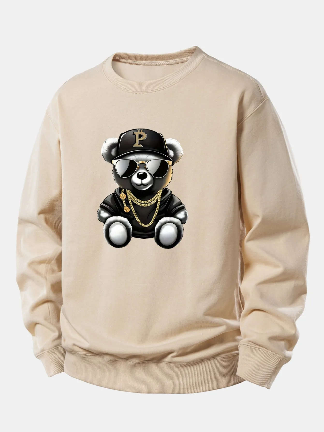 Hip Hop Bear Print Relax Fit Sweatshirt sold by Hoooyi product image thumbnail 4