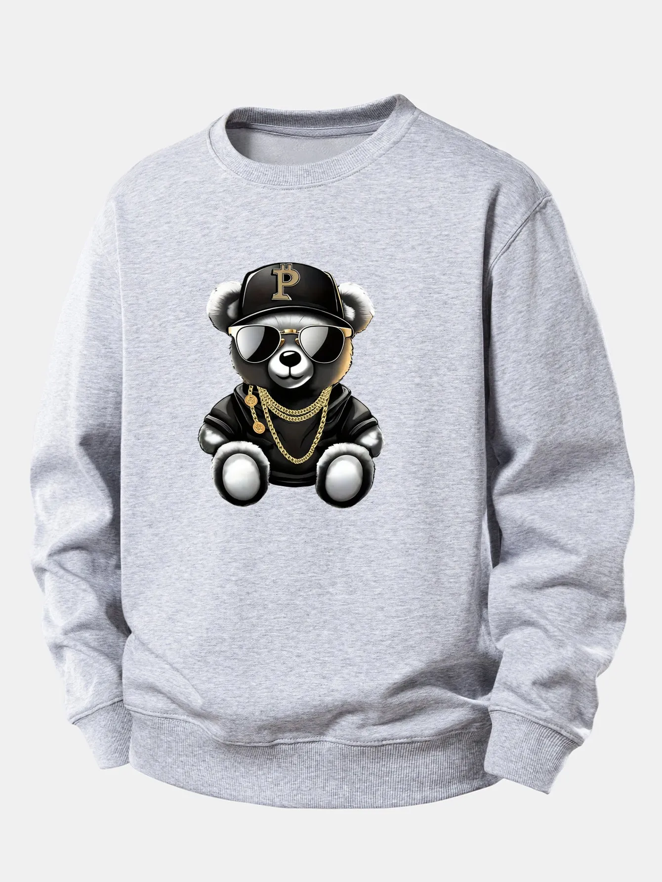 Hip Hop Bear Print Relax Fit Sweatshirt sold by Hoooyi product image thumbnail 5