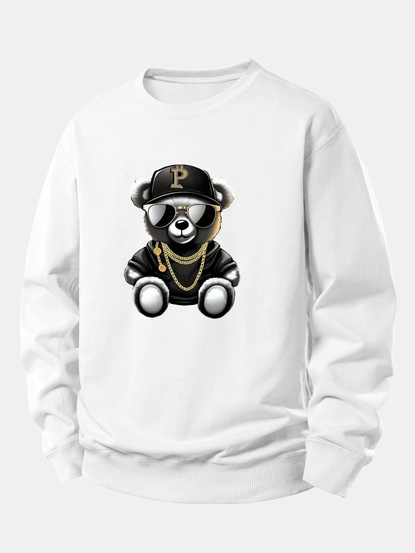 Hip Hop Bear Print Relax Fit Sweatshirt sold by Hoooyi product image thumbnail 2