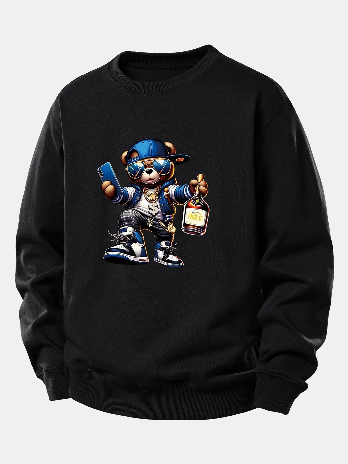 Hip Hop Bear Print Relax Fit Sweatshirt sold by Hoooyi product image thumbnail 2